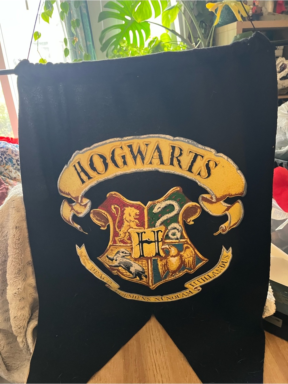 Hogwarts Crest Wall Banner in Black and Gold